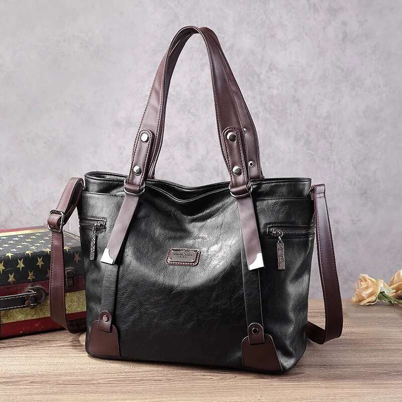 Vintage Women's Tote 2025 New PU Leather Shoulder Bag Large Capacity Handbags Retro Style Crossbody Bags For Women
