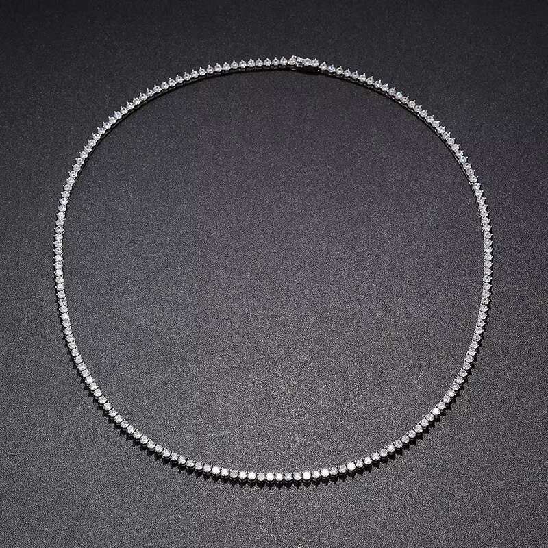 OACOCA 925 Sterling Silver Moissanite Tennis Chain Necklace 3MM 4MM 5MM VVS1 D Color 3 Prong Moissanite Choker for Women