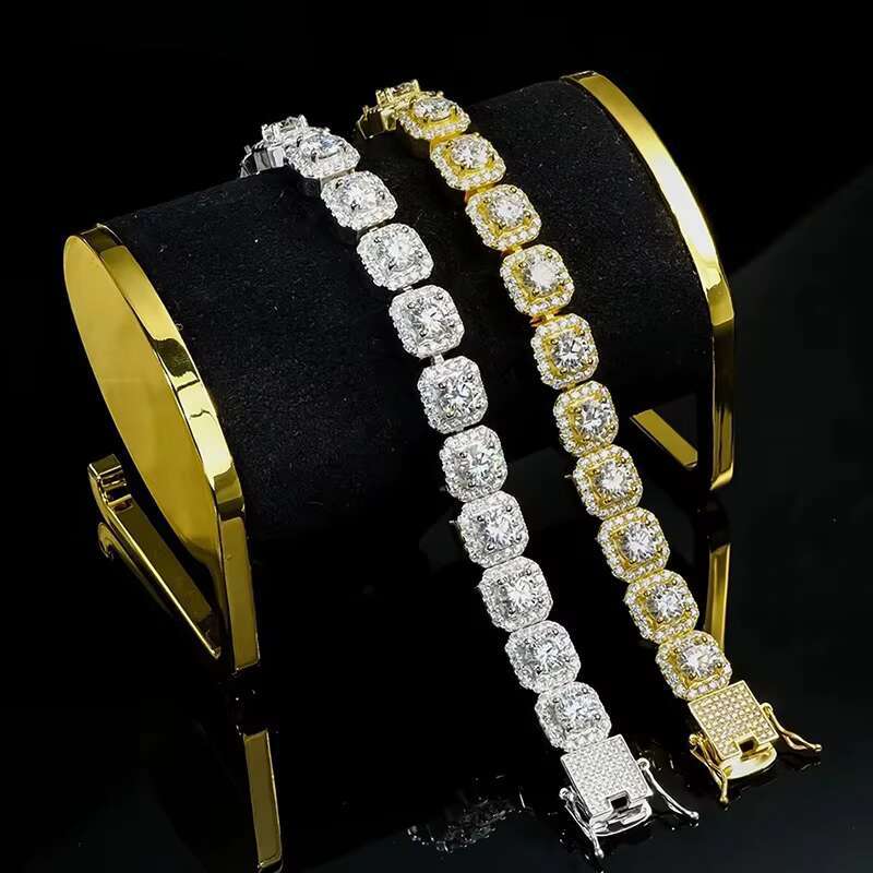 OACOCA VVS Moissanite Tennis Necklace in 925 Silver Durable Cuban Link Chain Unisex Hip Hop Jewelry HOT