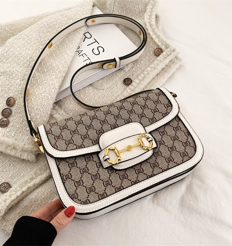 Free shipping 2025 new designer high-end women's bag fashion temperament printed small square bag saddle bag versatile shoulder crossbody bag bla