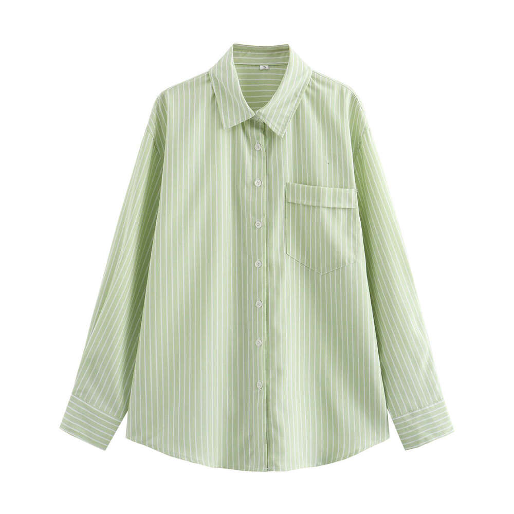 Summer New Style Four-Color Striped Single Pocket Loose Casual Shirt B5