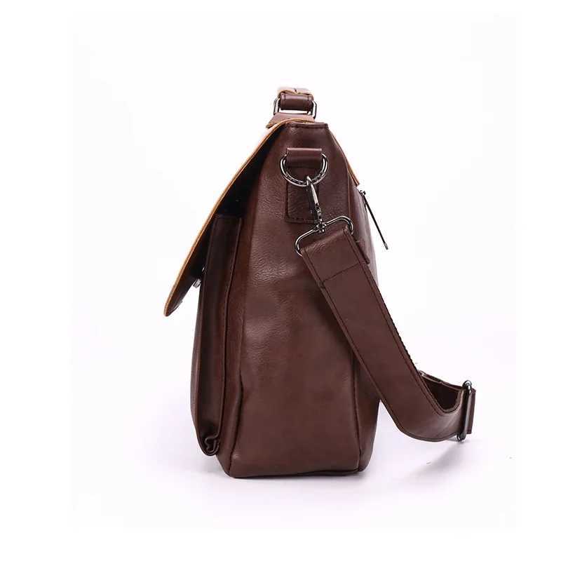 2024 New Brand Leather Men Handbags Business Briefcase Vintage Crossbody Shoulder Bags Male Messenger Bag Leather Office Tote A4 W250610