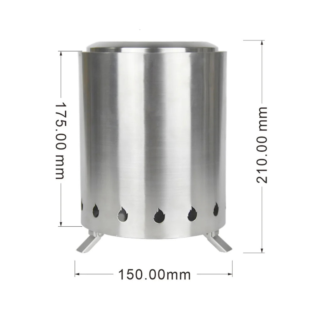 Camping Wood Stove Stainless Steel Outdoor Smokeless Fire Pit Small Backpacking Stove for Traveling Hiking Picnic 250610