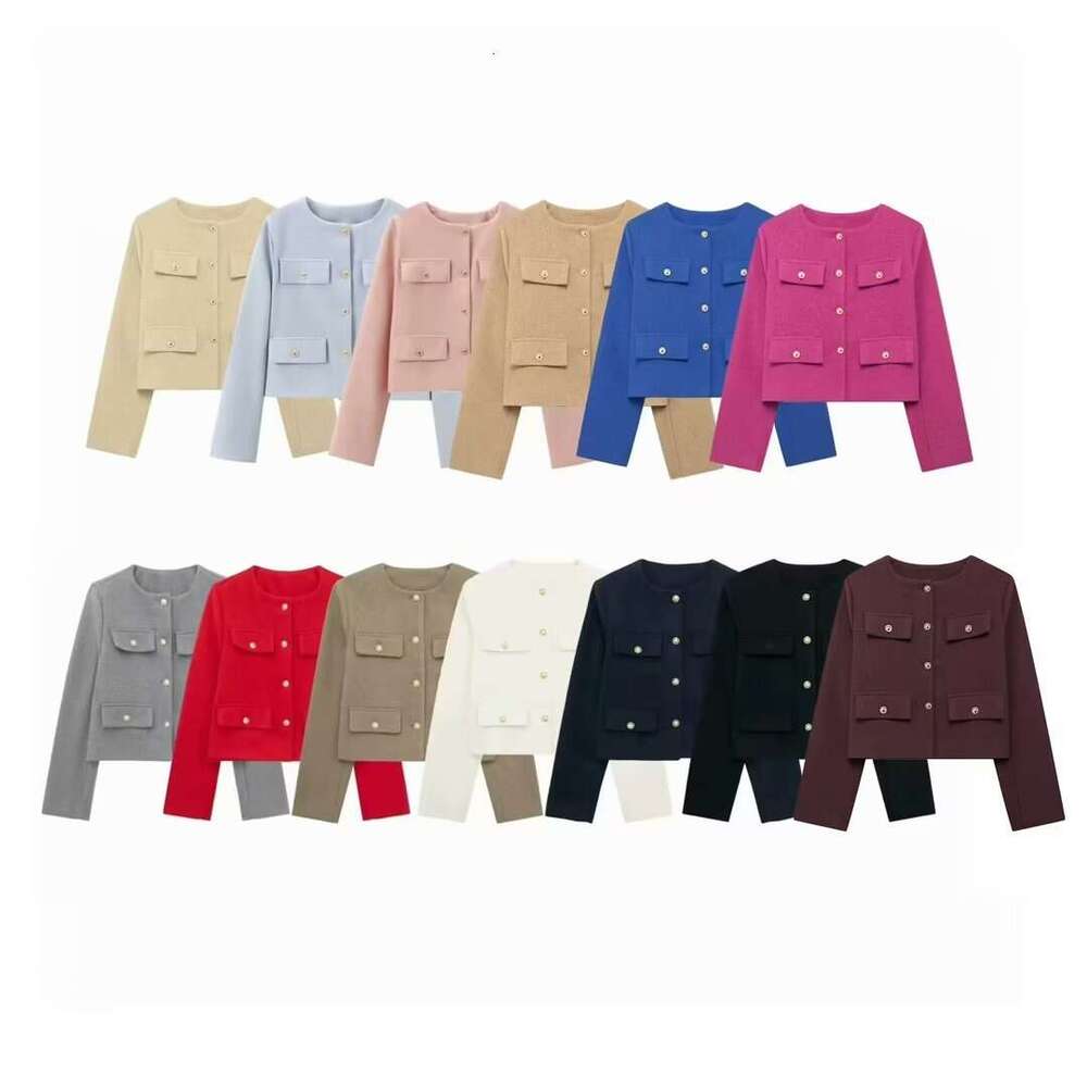 Autumn New Style Turn-Down Collar Decorated Round Neck Short Jacket3046278 B5