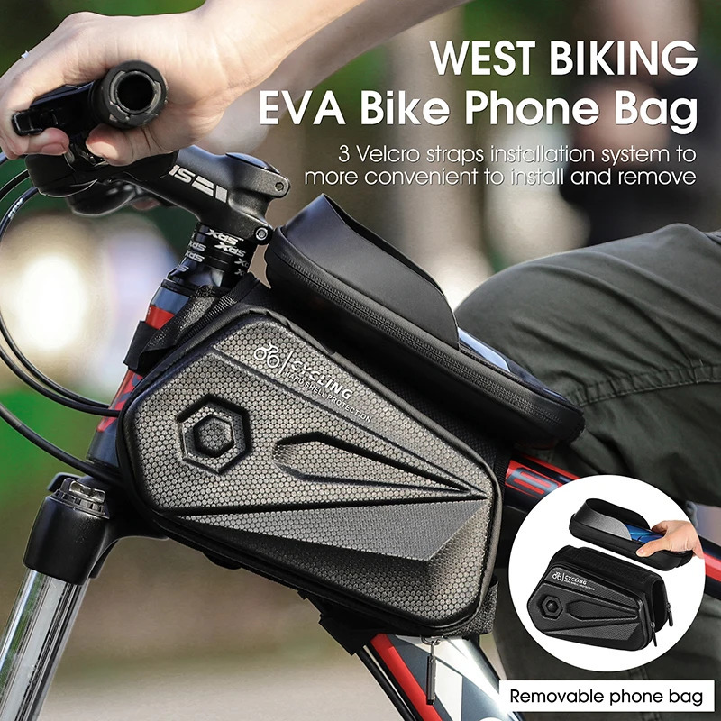 WEST BIKING Bicycle Bag Front Frame MTB Bike Bag Cycling Accessories High Quality Waterproof Touch Screen Top Tube Phone Bag 250610