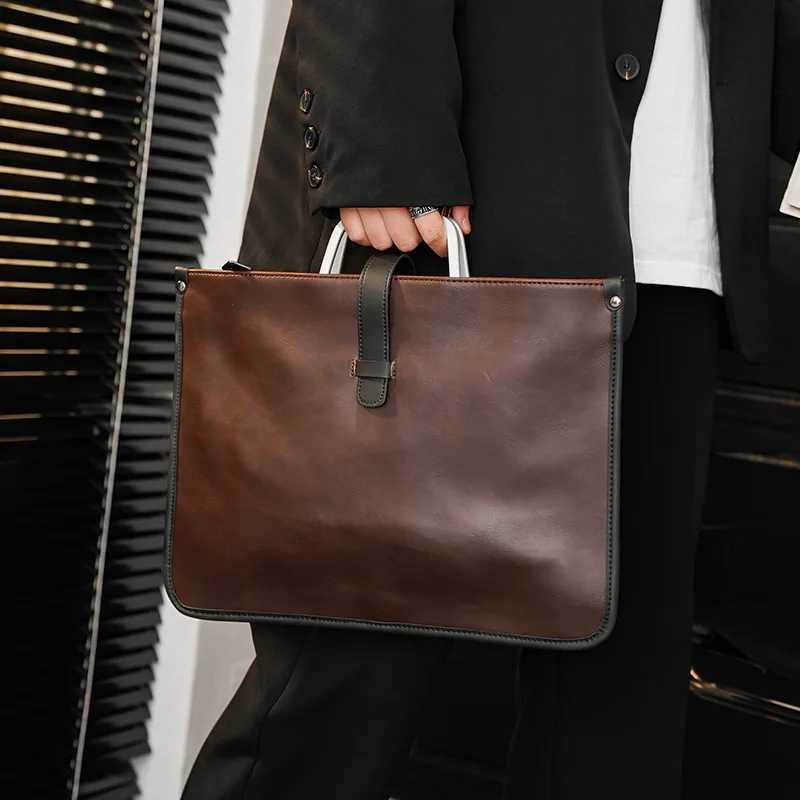 Luxury Business Briefcase Male High-quality Crazy Horse Leather Crossbody Shoulder Bag Men Laptop Bag Man Handbag Briefcases sac W250610