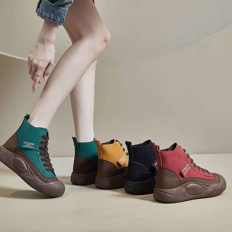 Small Tall Casual Winter Short Boots Thick Sole High Top Women Shoes Anti Slip