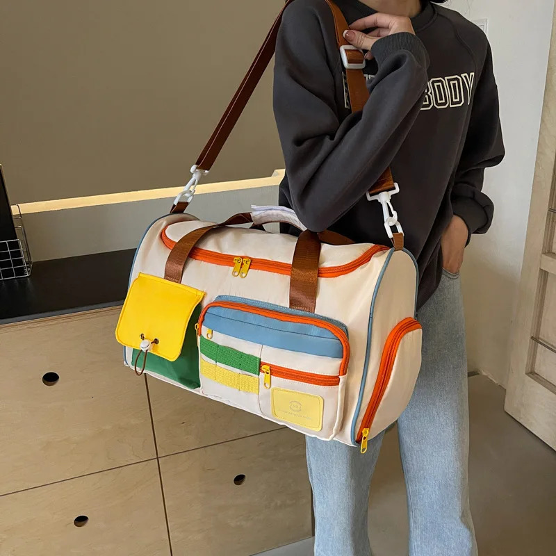 Fashionable Colorblocking Crossbody Bag Largecapacity Travel Singleshoulder Shortdistance Fitness Bag 250605