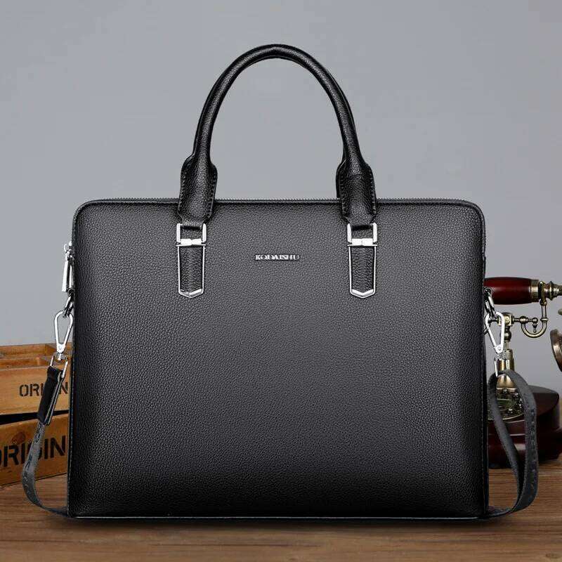2023 New Cow Genuine Leather Business Men's Male Briefcase Shoulder Men Messenger Bag Tote Computer Bags