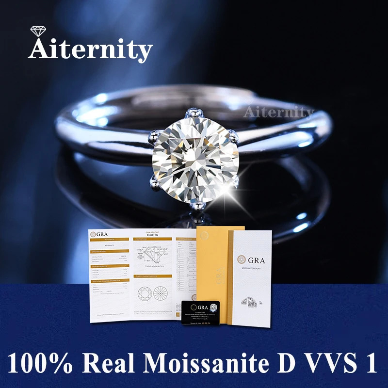 Real GRA RingsPass Diamond Test Pen Adjustable Size S925 Sliver D VVS1 With Certificate Wedding Rings for Women 250610