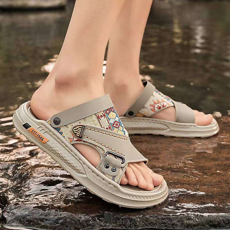 New Hot Selling Outdoor Men PU Sandals Summer Beach Slipper High Quality Slippers