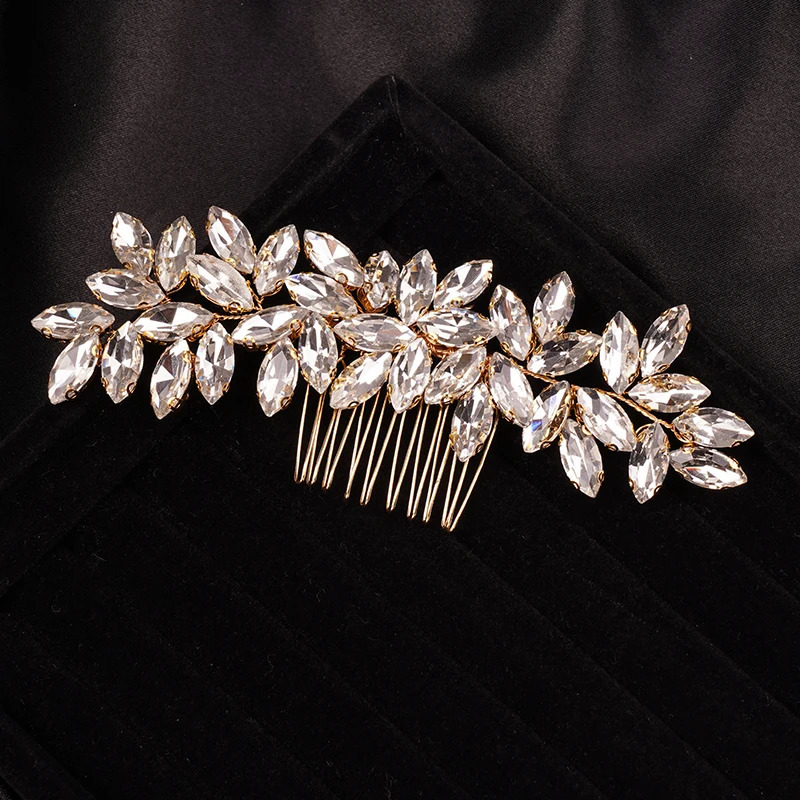 Crystal Rhinestone Hair Combs Rose Gold Silver Color Headpiece For Bride Women Wedding Hair Accessories Head Jewelry 250610