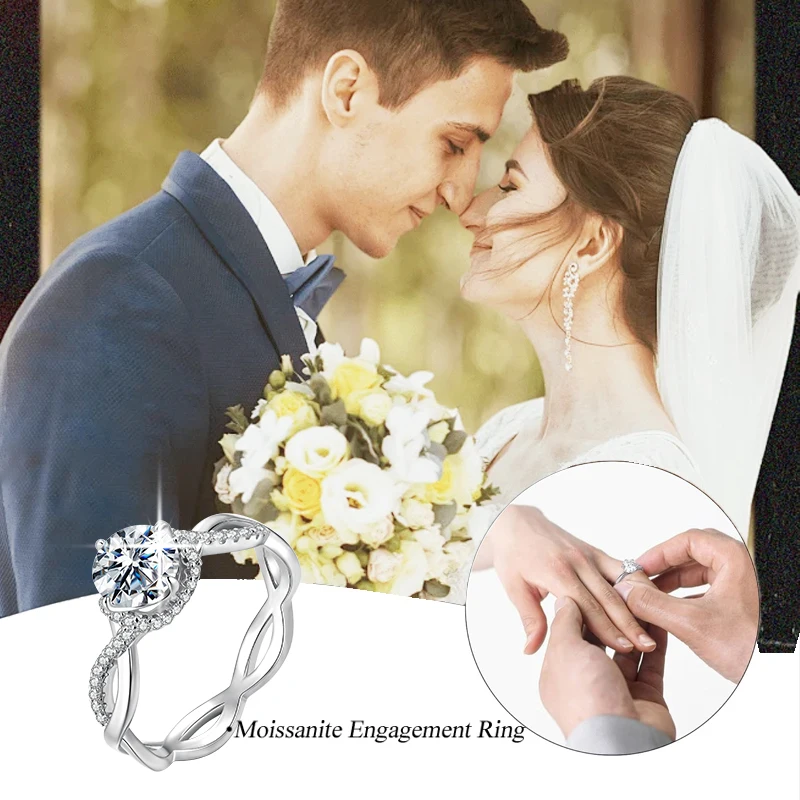 bamoer diamond Rings 925 silver platinum plated vvs1 moissanite wedding ring designer jewelry pass diamond engagement rings fashion couple ring for me