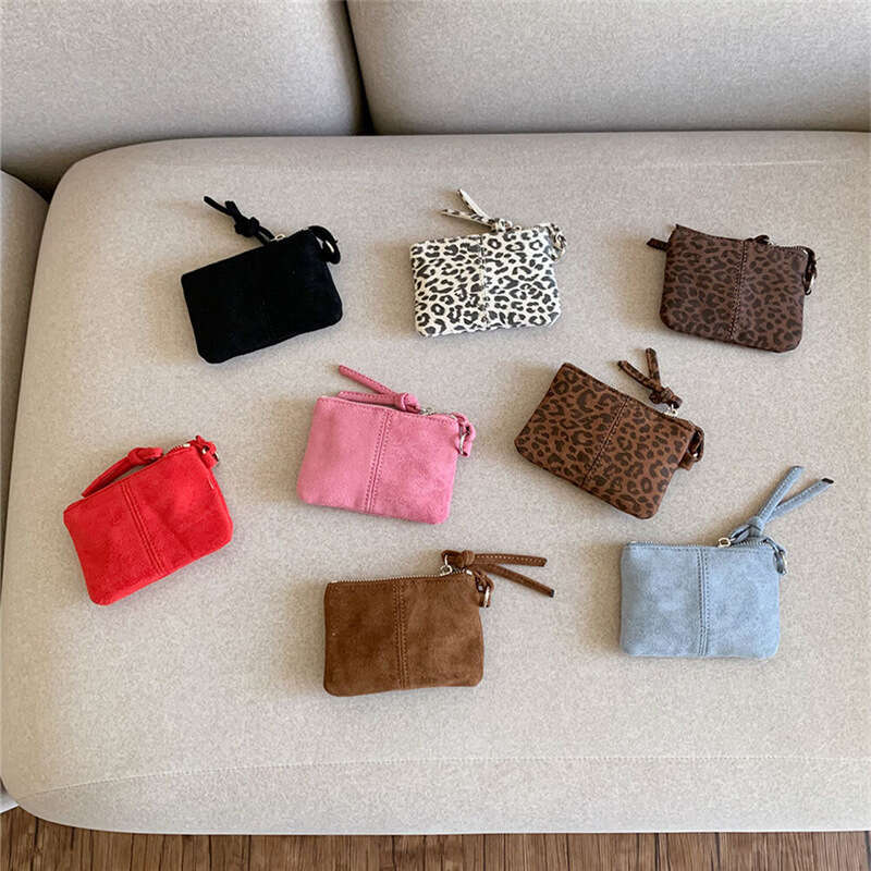 Halter Neck Mini Personality Fashion Leopard Print Lipstick Coin Purse Autumn Women's Single Shoulder Suede Small Square Bag