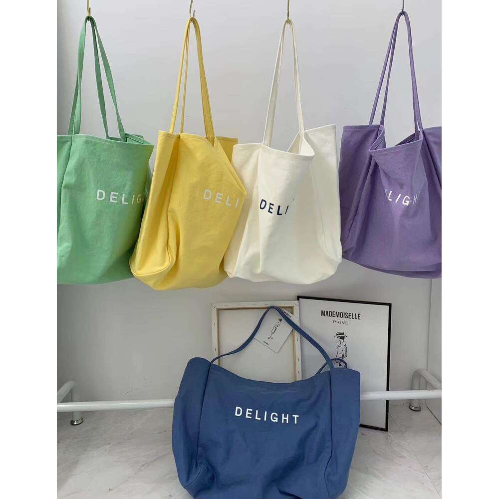 () Large Capacity Alphabet Canvas Bag Candy Color