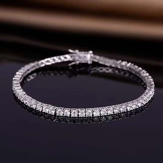 HIP HOP Mossanite Jewelry 3mm Tennis Bracelet 925 Sterling Silver Vvs Moissanite Diamond