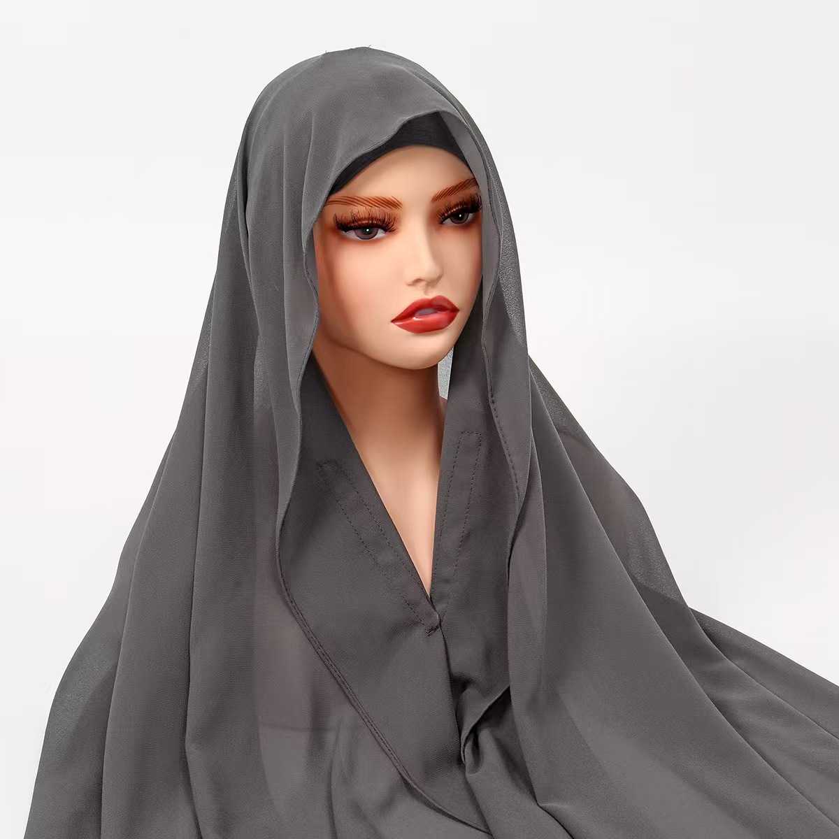 T929 new lazy chiffon headscarf with hat all-match fashion thin breathable magnetic buckle leisure head wrap shawl women