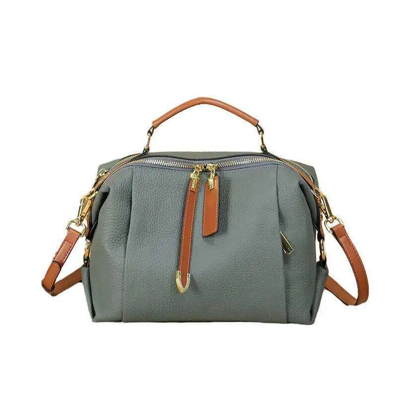 2025 Designer Genuine Leather Handbag High-End Fashion Vintage Boston Pillow Lady Cowhide Tote Shoulder Crossbody Bag