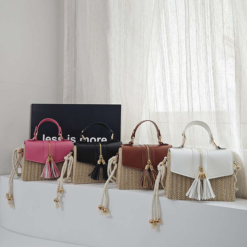 Summer Fashion High-End Color-Block Woven 2024 Stylish Patchwork Handbag Shoulder Bag GUHUISHU