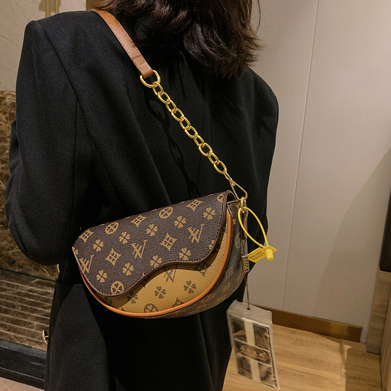 designer bag, single-shoulder bag, women's 2025 printed saddle bag, high-quality soft leather pu, versatile, casual and small crossbody bag, Free