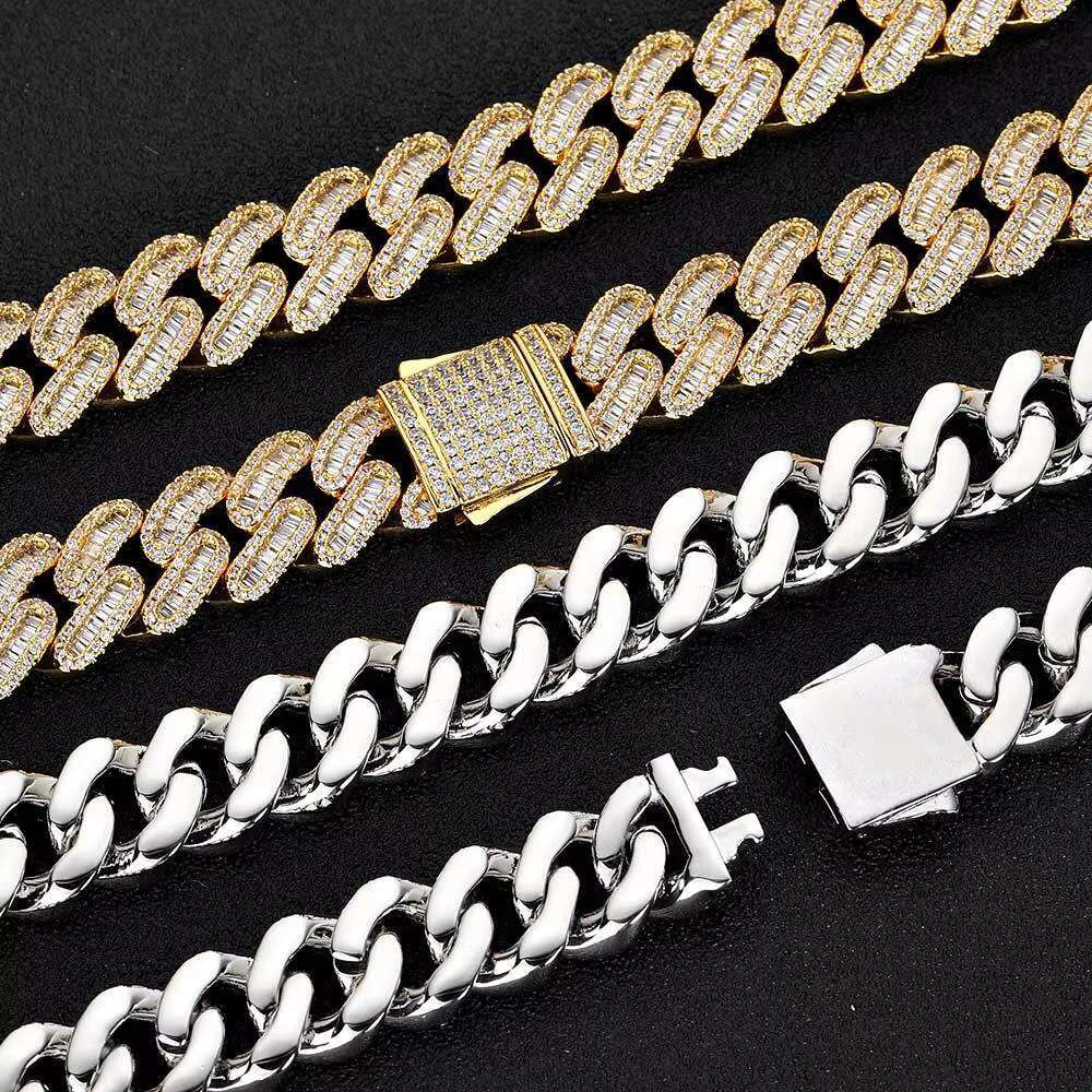 OACOCA Hip Hop 12mm Zircon Cuban Long Chain Fashion Necklaces for Men Charm Big Luxury Gold Plated Chunky Necklace for Women
