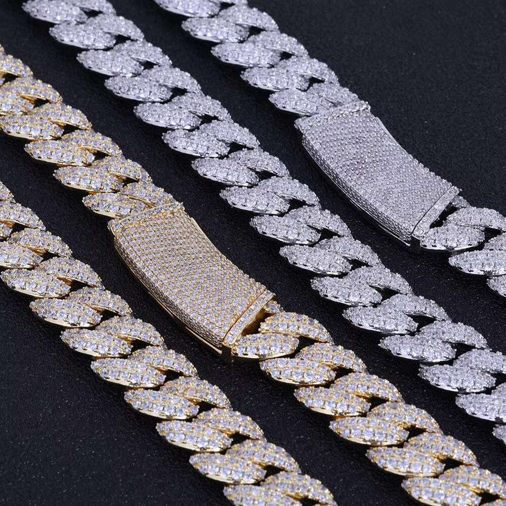 OACOCA Hip Hop Luxury 13mm Double Row Diamond Cuban Chain Necklace Micro Pave Bling Iced Out Zircon Cuban Link Chain Jewelry for Men