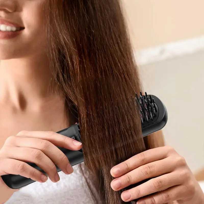Cordless Hair Straightener Portable Straightening Comb 4 Levels Adjustable Rechargeable Fast Heating Straightener for Home W250610