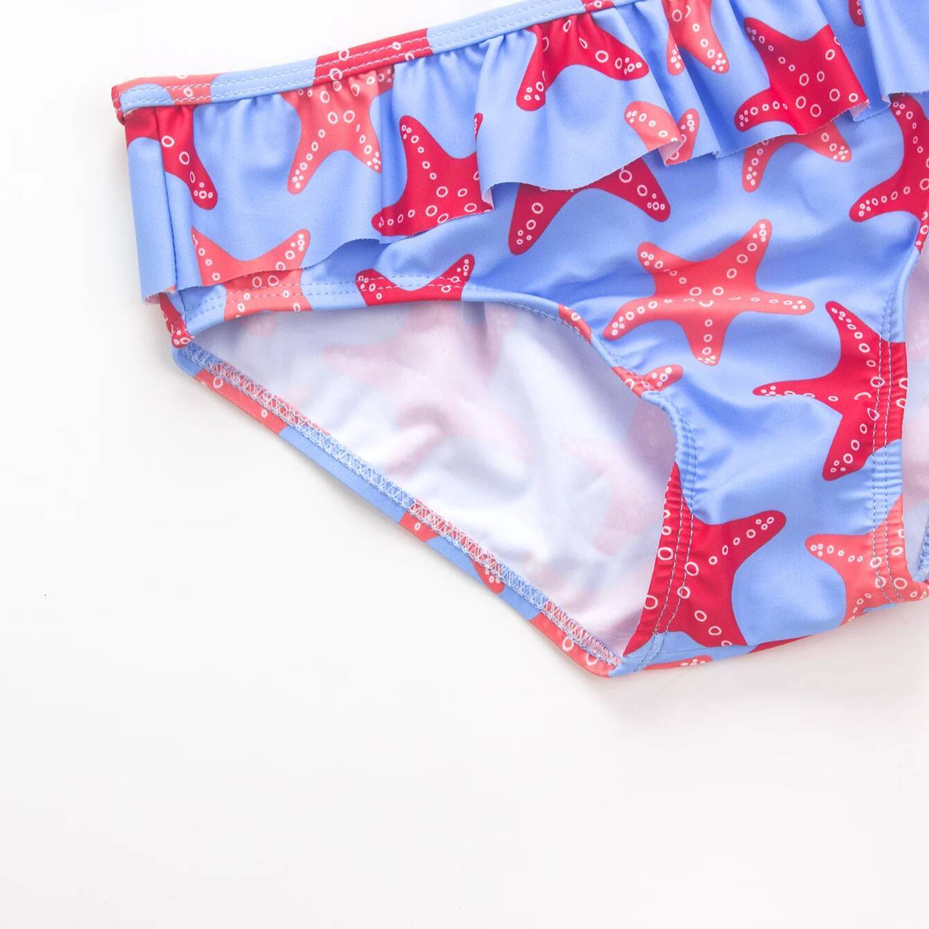 Ruffle Starfish Print Kids 2-Pieces Swimwear Swimsuit Summer Beach Girls Kid Bikini Set Outdoor Children Surf Bathing Suit