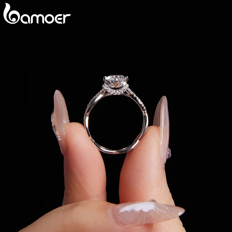 bamoer diamond Rings 925 silver platinum plated vvs1 moissanite wedding ring designer jewelry pass diamond engagement rings fashion couple ring for me