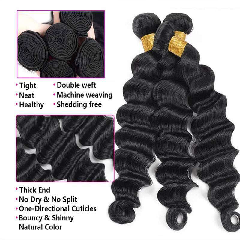 Wave Brazilian Virgin Human Loose Wavy for Black Women 100% Unprocessed Hair Weave Bundles