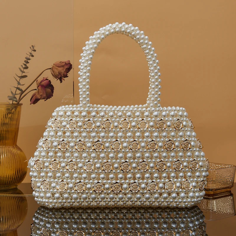 style temperament beaded bag novel female beautiful pearl handbag wedding party lady handbag 250605
