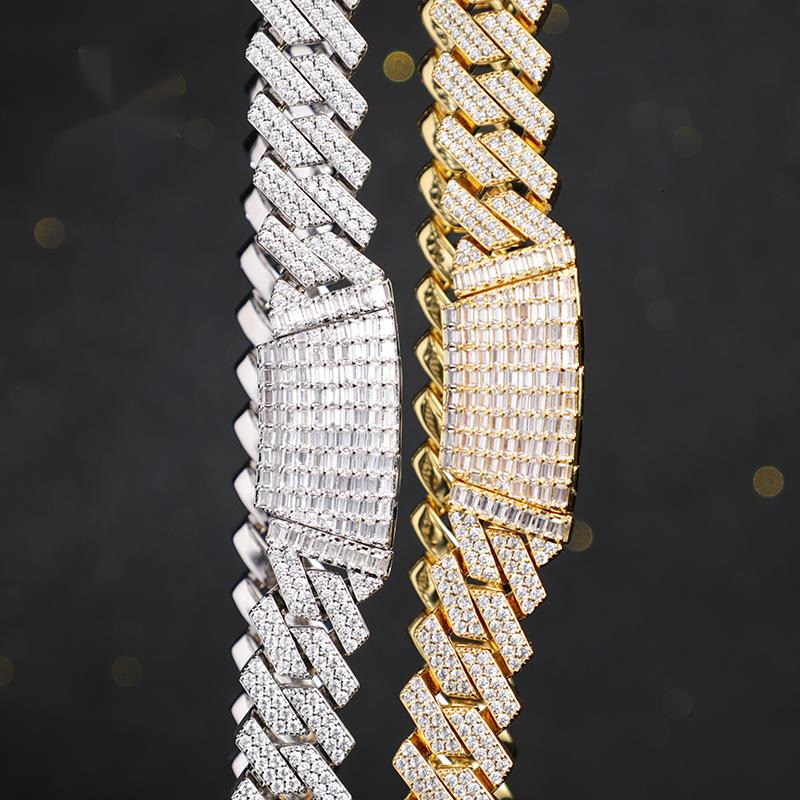 OACOCA Hip Hop Iced Out Moissanite Cuban Link Chain 14k Gold Fashion Necklace Statement Jewelry for Men