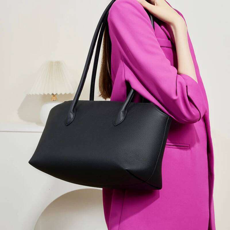 Toptrends Cowhide Genuine Leather Large Underarm Shoulder Bags For Women 2025 Designer Shopper Tote Work Ladies Handbags