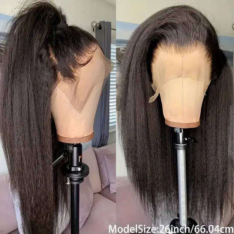 Kinky 13x4 HD Front Human Hair Brazilian Yaki Straight Frontal Wig 4x4 Lace Closure Wigs