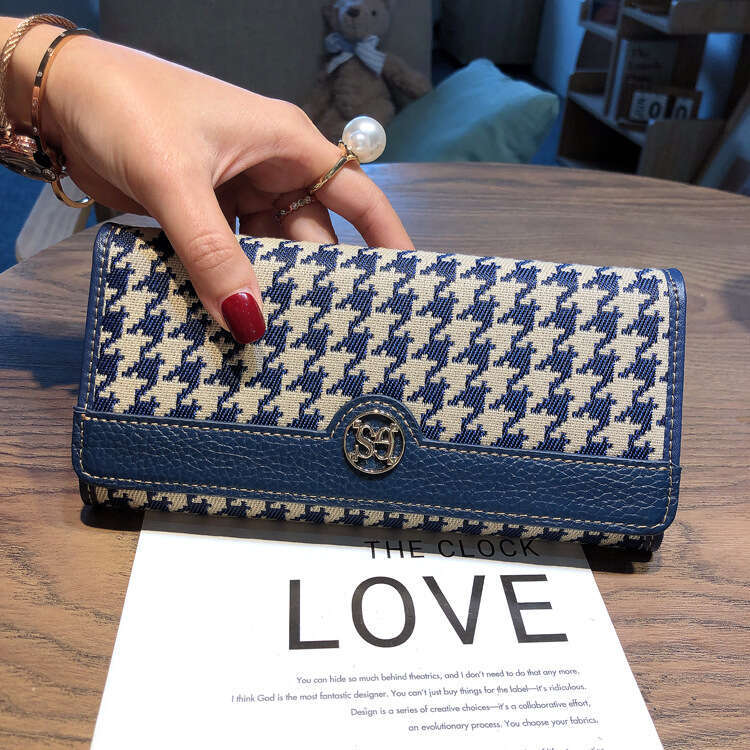 Genuine Leather Long Wallet for Women New Small Niche Design Multi-Card Holder Canvas Coin Purse