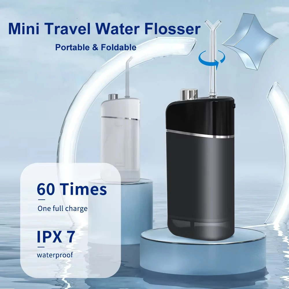 Mini Portable Oral Irrigator Travel Water Flosser On the Go Dental Flusher Water Pick 4 Nozzles Rechargeable Teeth Gum Cleaner 250605