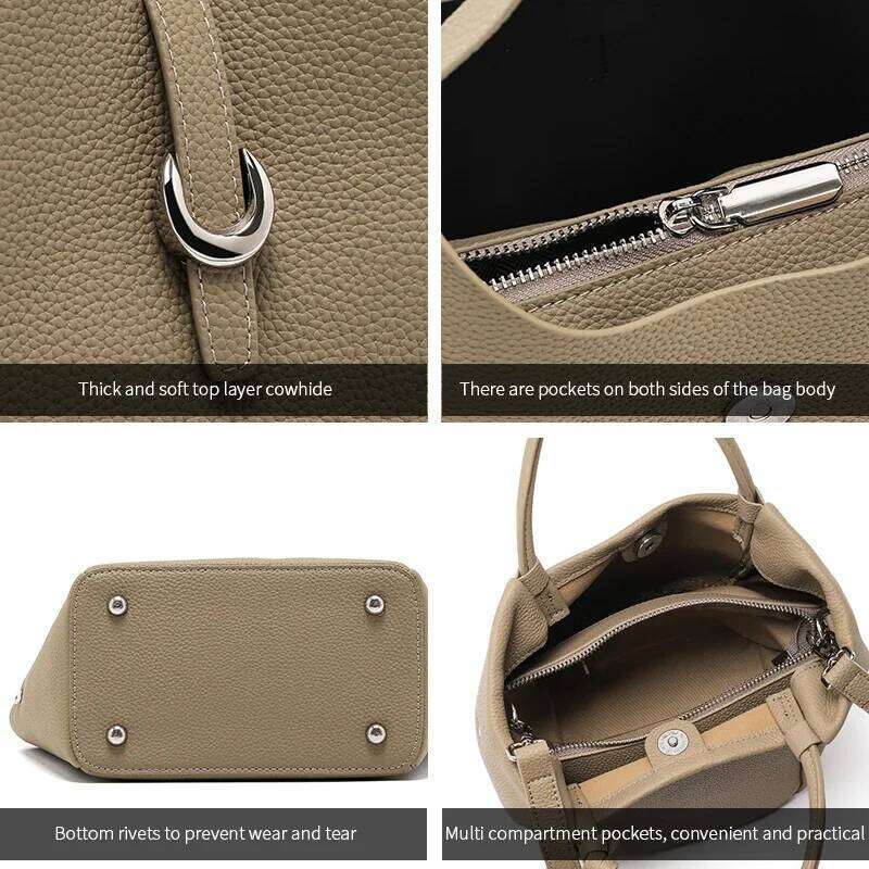 Women Natural Cow Genuine Leather Shoulder Bag Female Retro Casual Cowhide Handbag Ladies Designer Crossbody Bags Lady