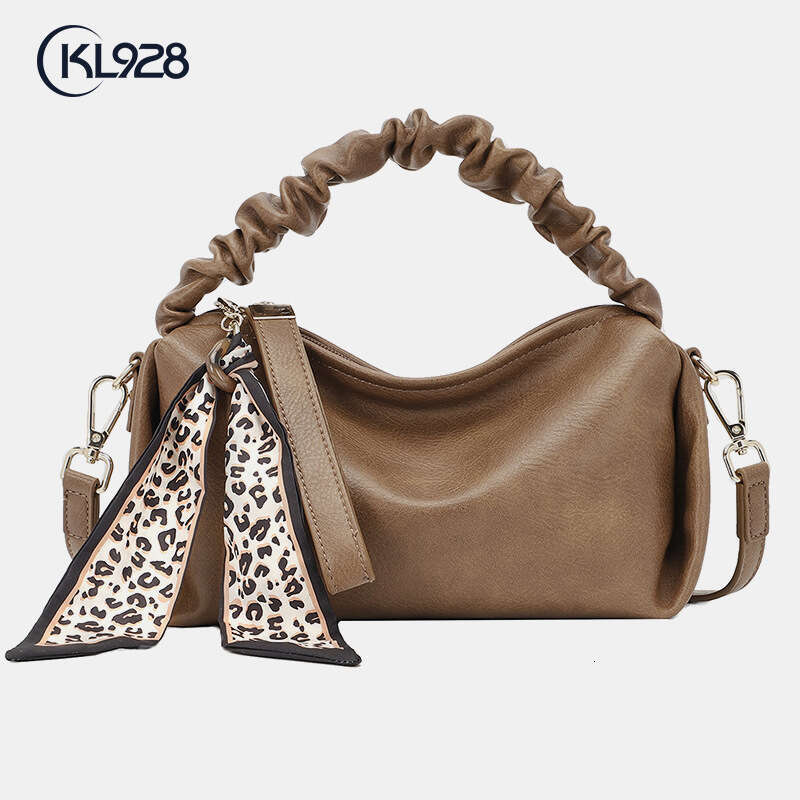 Women's Handbag Simple Fashion Leopard Print Pleated Shoulder Street Trend Daily Matching Crossbody Bag