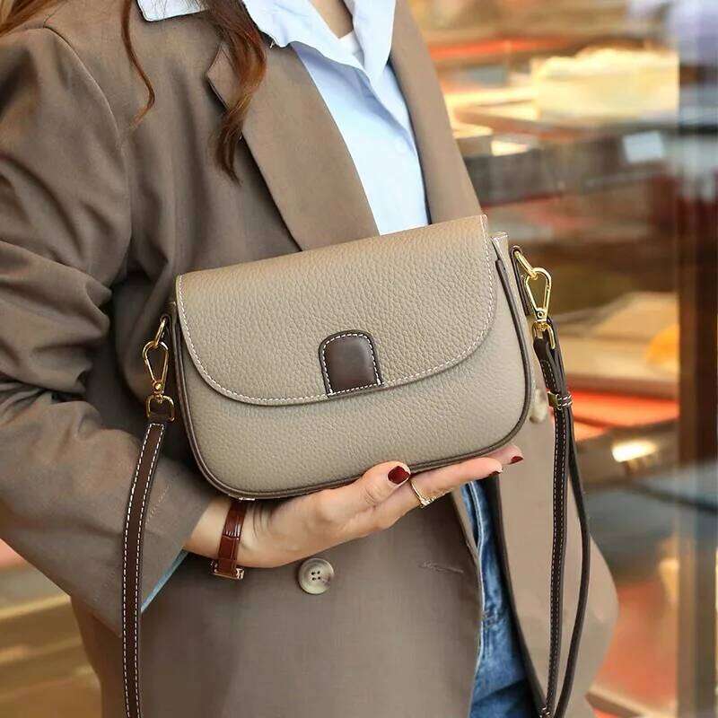 New Cowhide Shoulder Crossbody Ladies Genuine Leather Niche Commuter Versatile Small Square Bag, Lightweight Cell Phone Bag