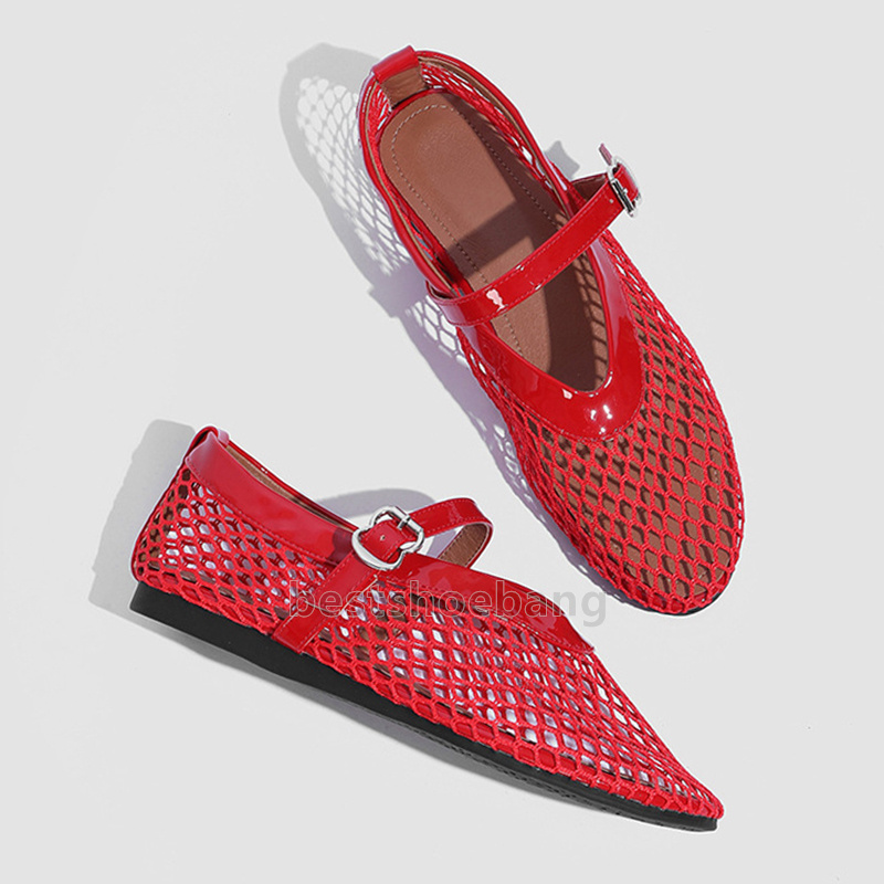 designer sandals mesh hollow flats heels summer sandal light breathable women shoes mary jane elegant comfort ballet walking shoes