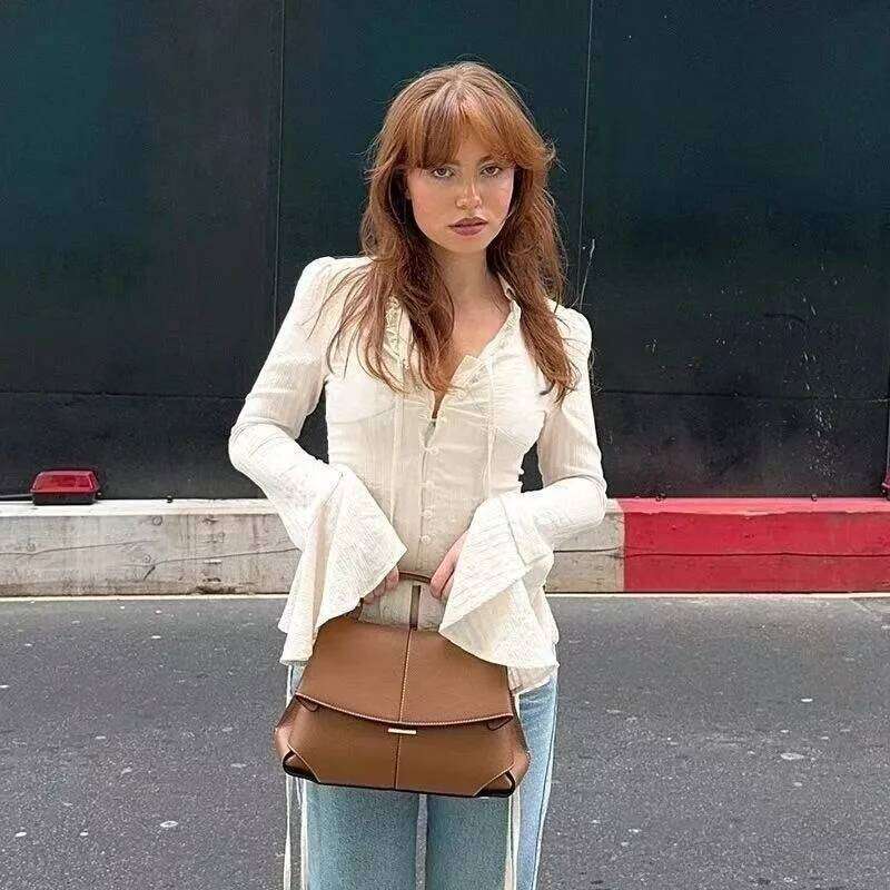 2025 Hot-Selling Model Popular Series 2024 New Bag European And American Fashion Leather Pleated Women's Handbag