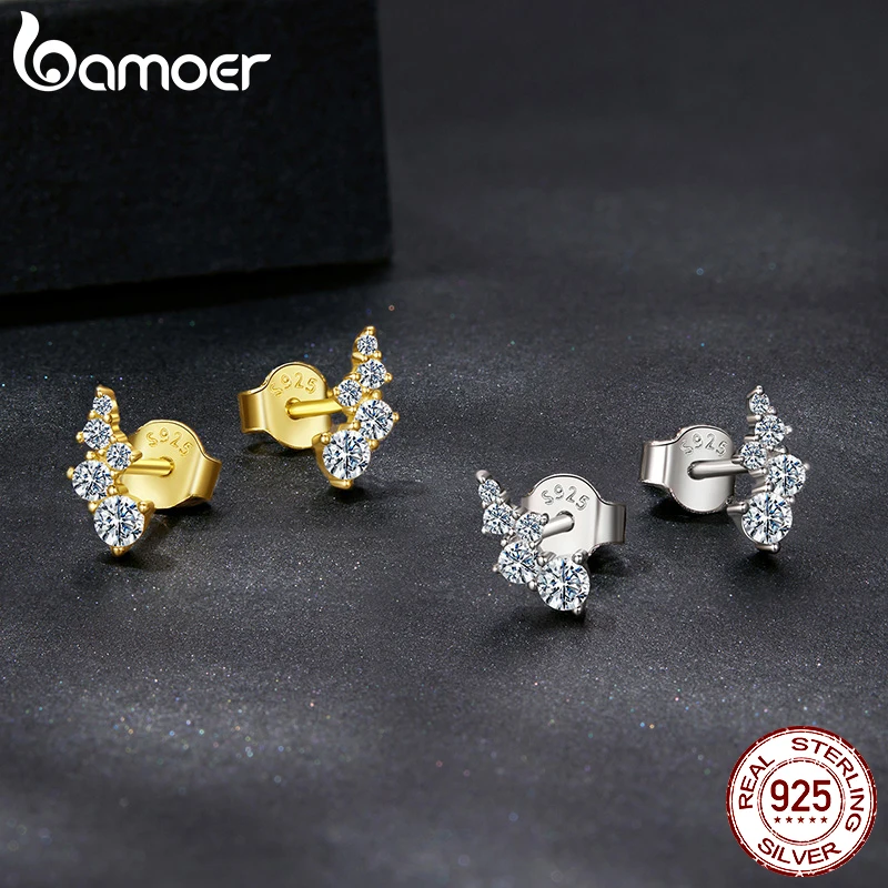 BAMOER 925 Sterling Silver Moissanite Crawler Stud Earrings Geometric Earrings for Women Constellation Jewelry Birthday Gift Women Man Romantic MSE080