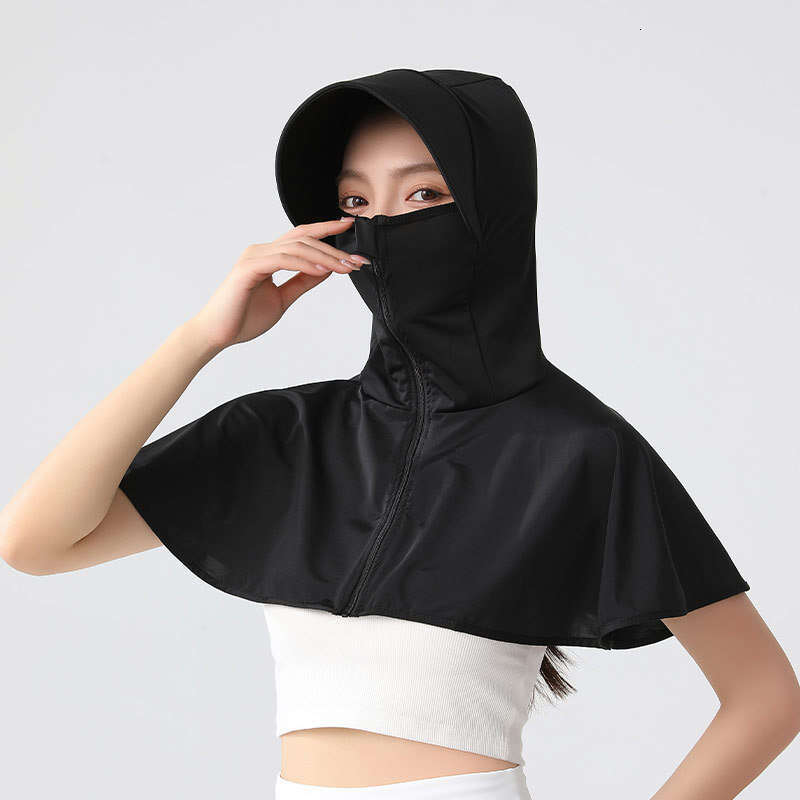 Designer Clothing 2025 Wide Brim Upf50+ Sun Mask Summer Women Ice Silk Face Cover Neck Guard UV Protection Large Shawl Hat Combo