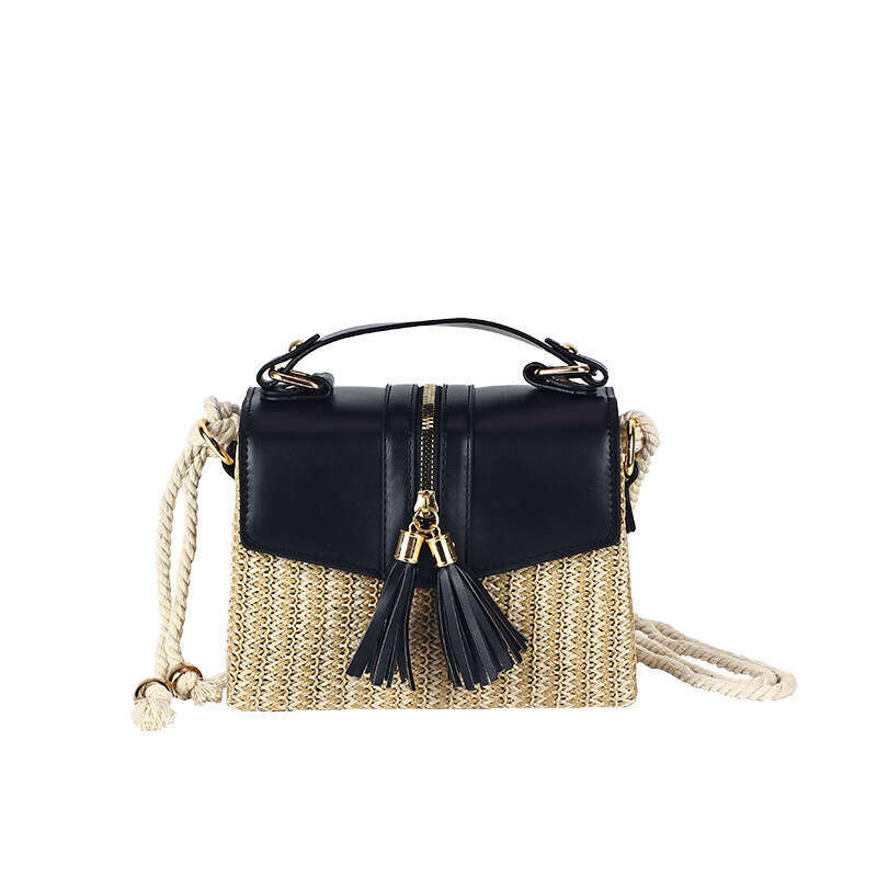 Summer Fashion High-End Color-Block Woven 2024 Stylish Patchwork Handbag Shoulder Bag GUHUISHU