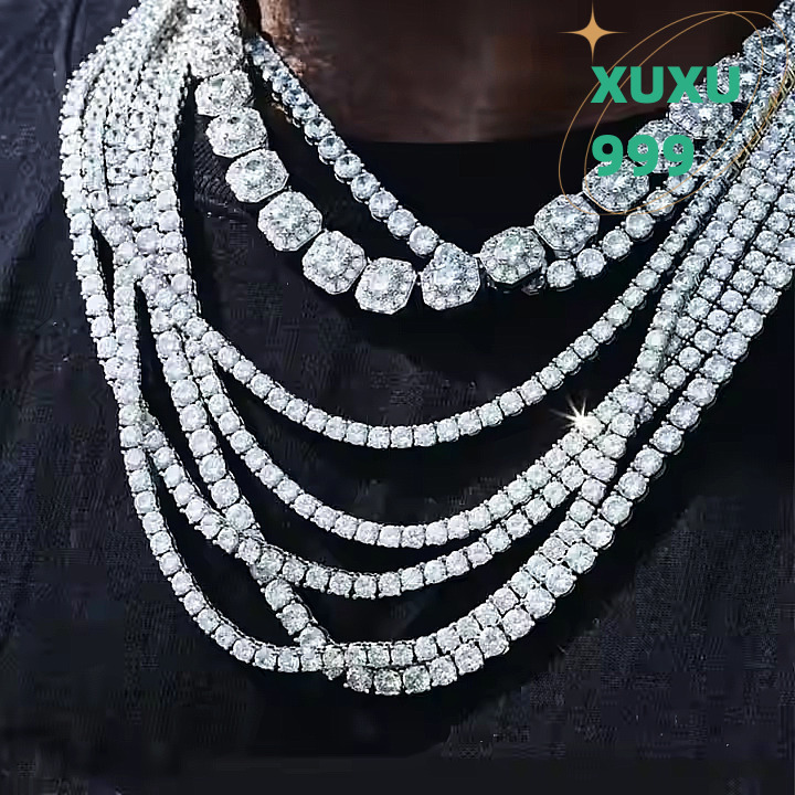 OACOCA 2025 925 Sterling Silver VVS Mossanite 2mm--6.5mm VVS Diamond Women Mans Necklace Moissanite Tennis Chain