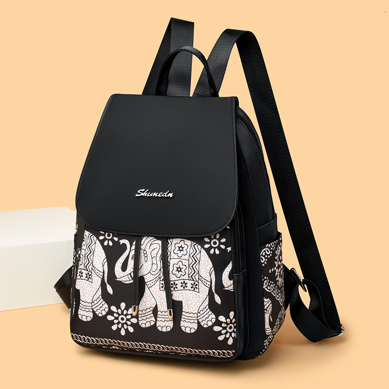 2025 New Women's Bag Moms Travel Large Capacity Ethnic Style Nylon Backpack for Middle-aged and Elderly Travelers