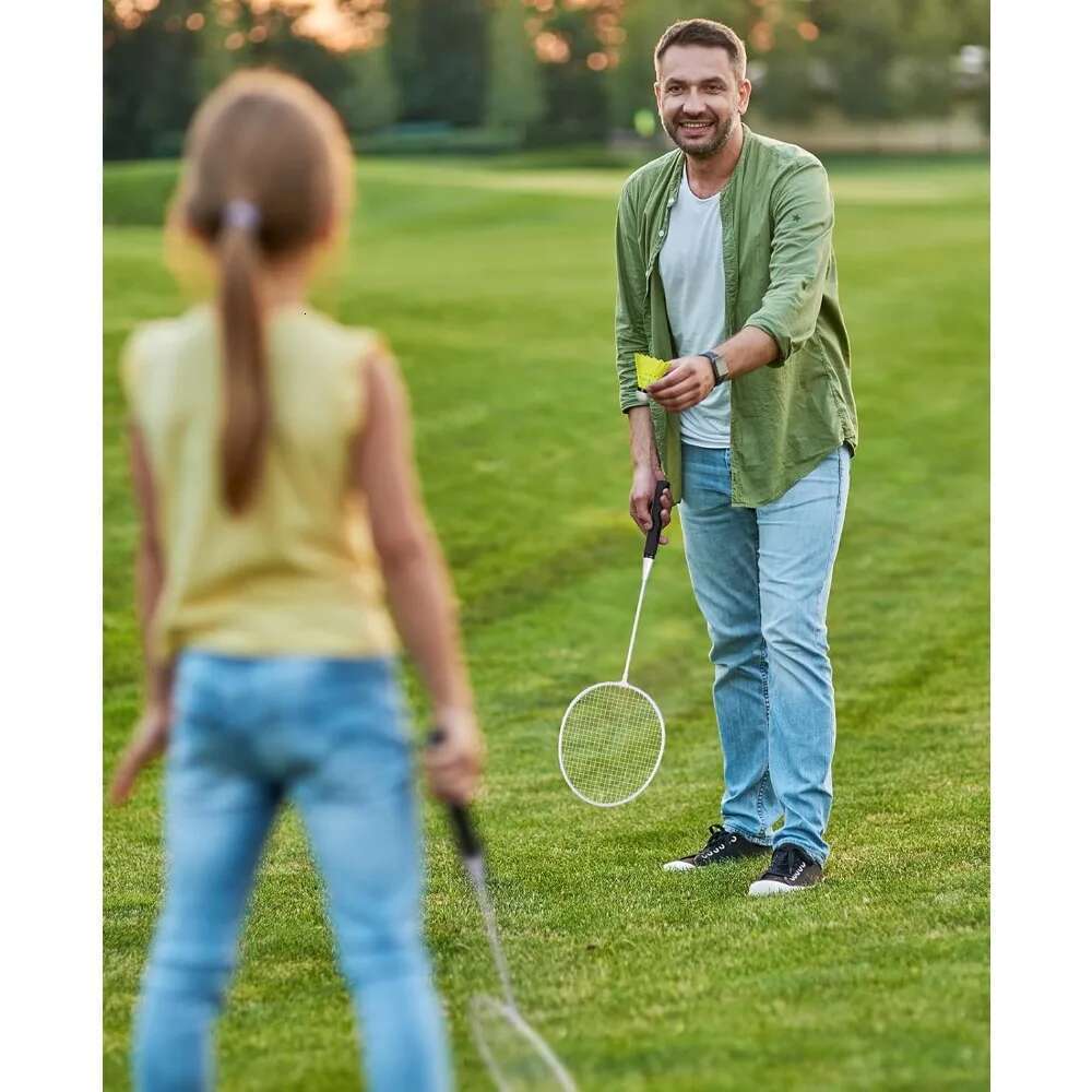 Rackets Shuttles, Lightweight Badminton Set of 6 for Outdoor Backyard Games, Racquets with Durability