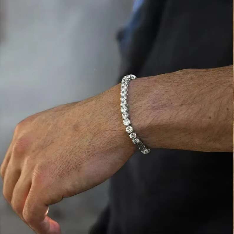 High-Quality Wholesale Moissanite Tennis Chains - 4mm to 6mm with VVS Clarity & Platinum Finish