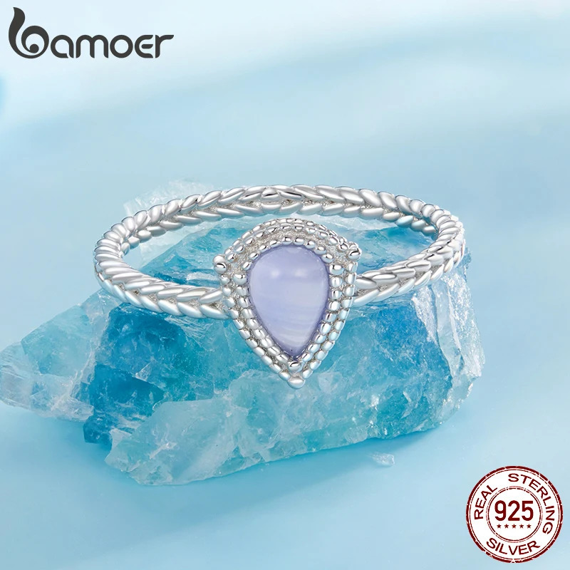 925 Sterling Silver ite/Agate Solitaire Ring White Gold Plated Finger Rings Dainty Chic Fashion Jewelry BSR624 250610