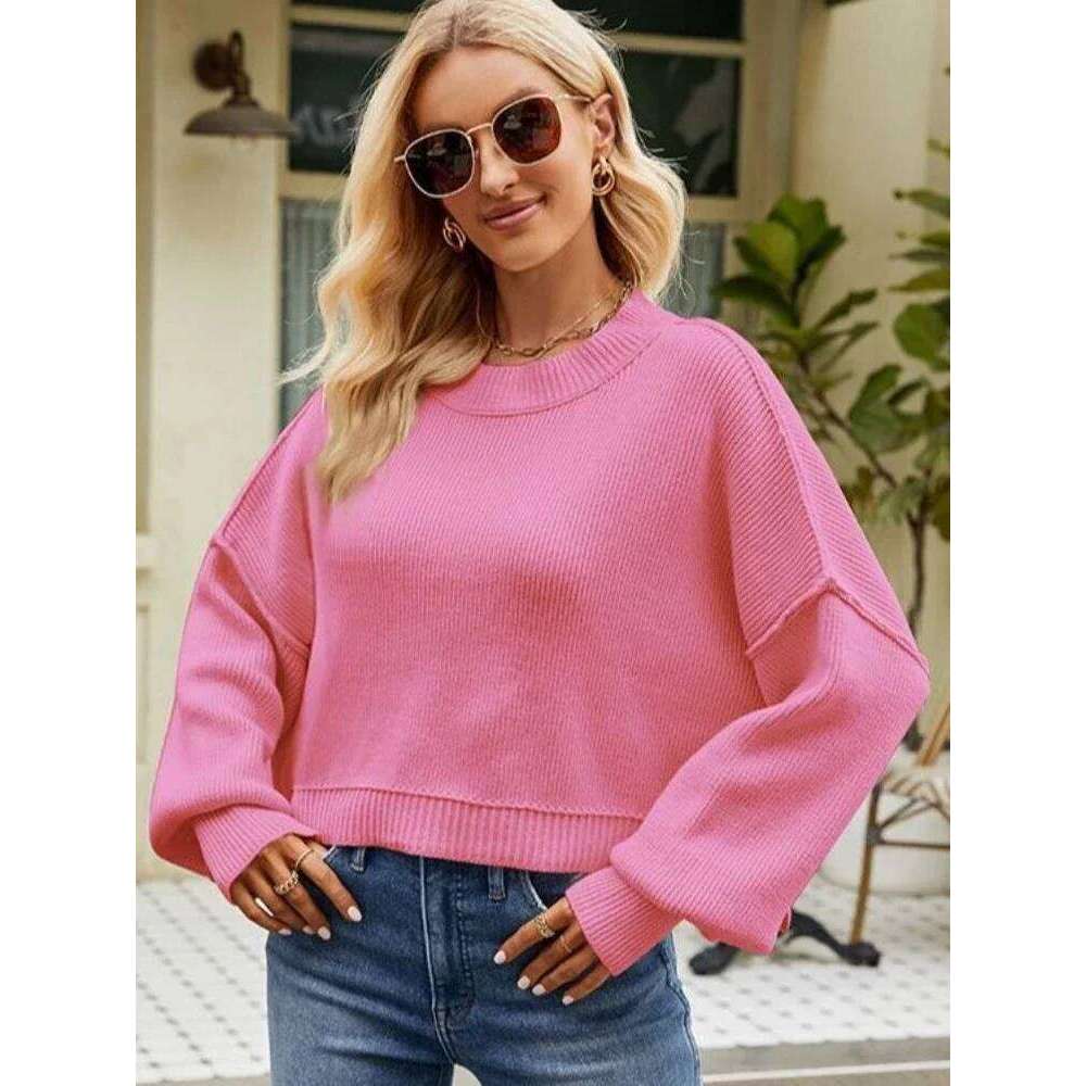 2025 European American New Autumn Winter sweater Women Loose Short Pullover Fashion Long Sleeve O-Neck Knit oversized Sweaters